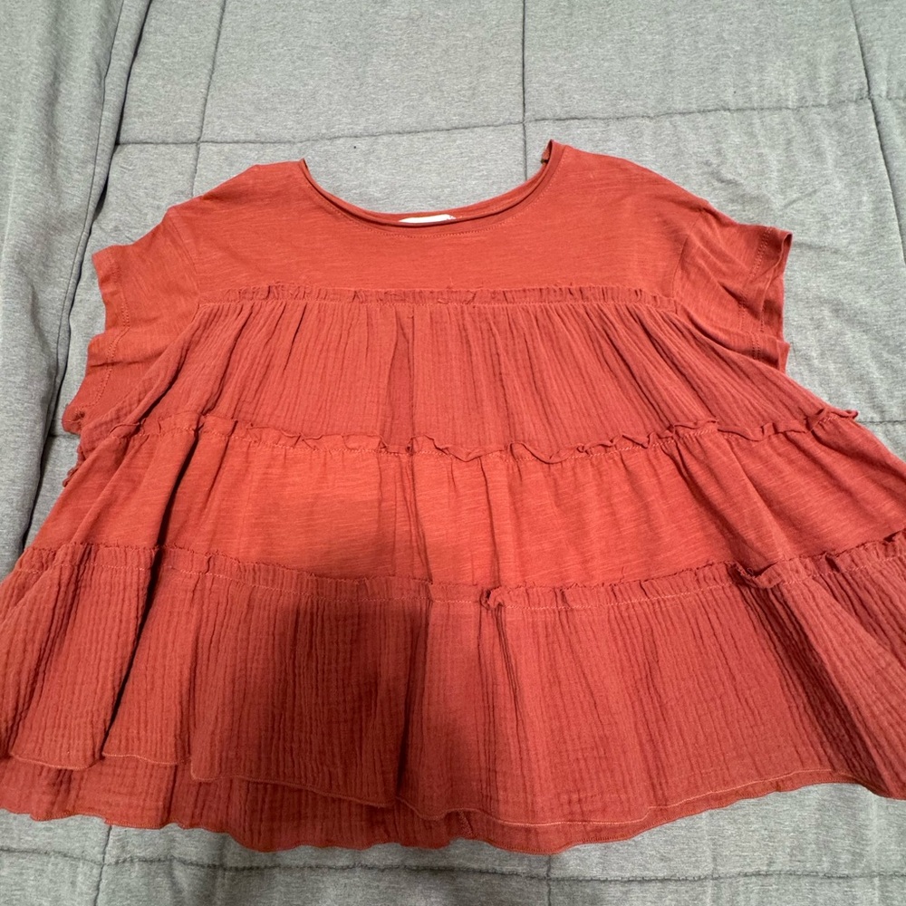Altar'd State Terracotta Tiered Blouse